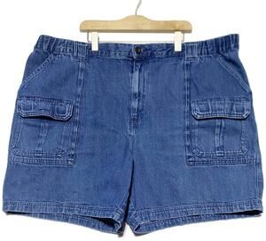 Men's Croft & Barrow Size 44 Blue Denim Cargo Zip Jean Shorts